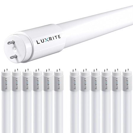Luxrite T8 LED Tube Light Bulbs 13W (32W Equivalent) 1800LM 6500K Soft White Type A+B G13 Base 12-Pack LR34190-12PK